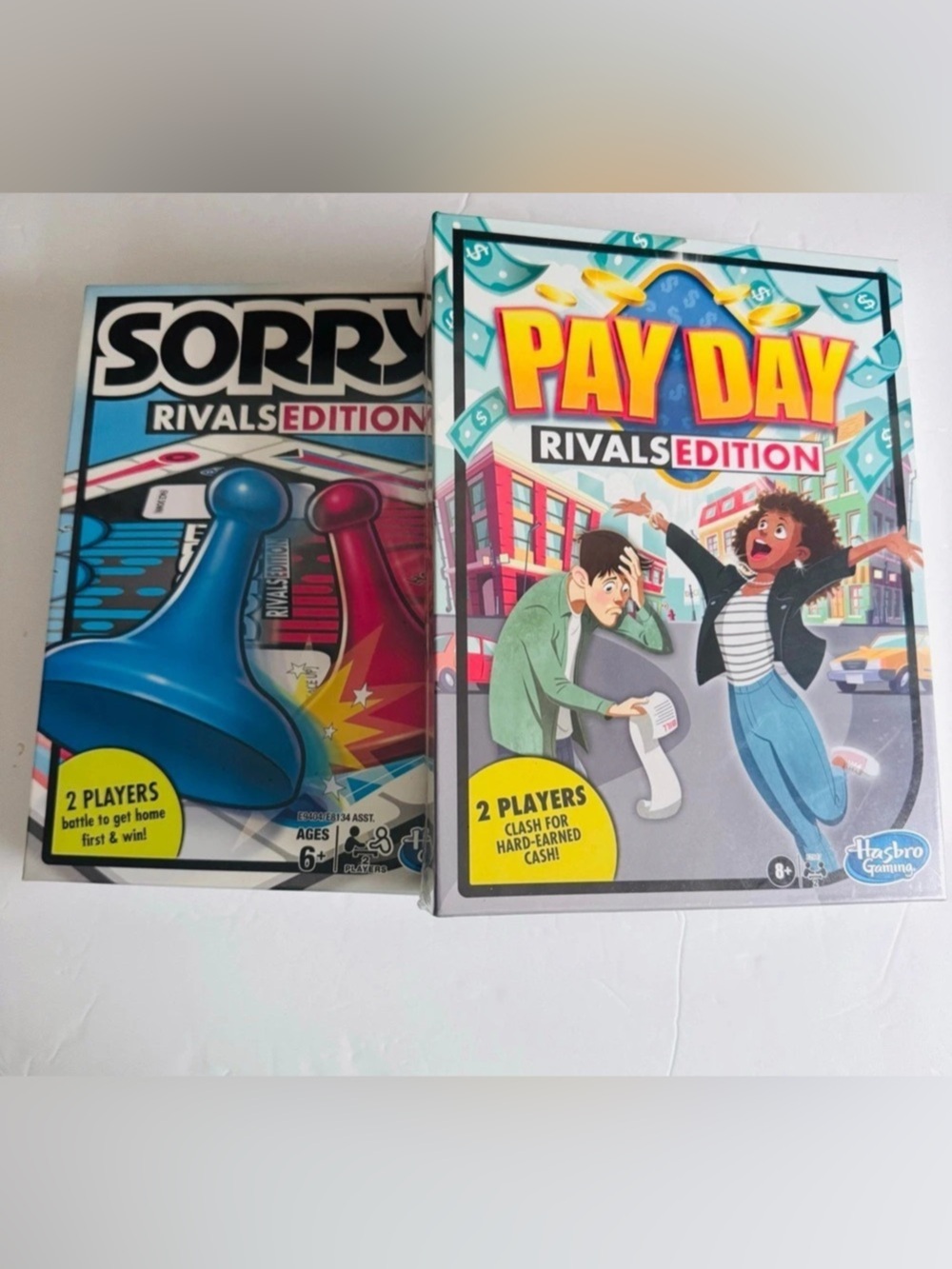 NIB 2 Games Hasbro Gaming Sorry! Rivals Edition and Pay Day Rivals Edition & Pay